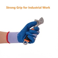 Gants de travail antidérapants SNELL en polycoton tricoté sans couture, calibre 10, avec paume et doigts enduits de latex froissé, pour la construction et l'entrepôt