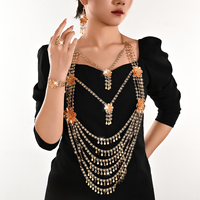 Parure de collier quatre pièces Yiyi motif floral, style Dubaï luxueux et élégant, pour fiançailles féminines