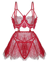Nuisette Sexy en dentelle noire pour femmes, nuisette taille haute à bretelles, vêtements de nuit exotiques