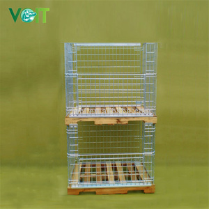 Ahşap paletler için verimli depolama dayanıklı çelik katlanabilir istiflenebilir palet kafesleri - Product Image 4