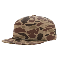 Topi Snapback 5 Panel Kamuflase dengan Patch Kulit Bordir, Pinggiran Tali, Visor Datar, Topi Baseball Unisex untuk Olahraga Luar Ruangan