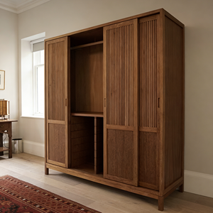 Armario de Madera Personalizado y Económico BALOM, Diseño de Rayas Verticales que Agrega Capas Espaciales, Mueble de Dormitorio - Product Image 3