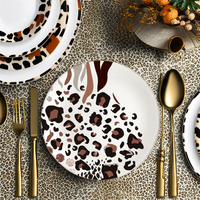 Service de vaisselle en céramique à imprimé animal, motif léopard et zèbre, assiettes en porcelaine pour mariage, fête, événement, décoration de table