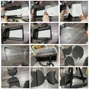 กล่องกระดาษแข็งสีดำขนาดใหญ่พร้อมฝา PVC กล่องใส่เสื้อผ้าตามสั่งกล่องของขวัญวันวาเลนไทน์ - Product Image 6