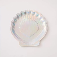 Assiette jetable durable en métal effet nacré vintage avec couvercle, 9 pouces, pour fournitures de fête
