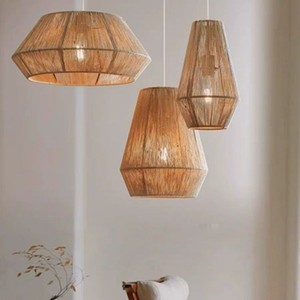 โคมไฟระย้าหวายสไตล์ญี่ปุ่นทรงกลม E27 ไฟ LED สำหรับโรงแรม เกสต์เฮาส์ ห้องนอน ระเบียง โคมไฟห้อยเพดานแบบย้อนยุคทอมือ - Product Image 4