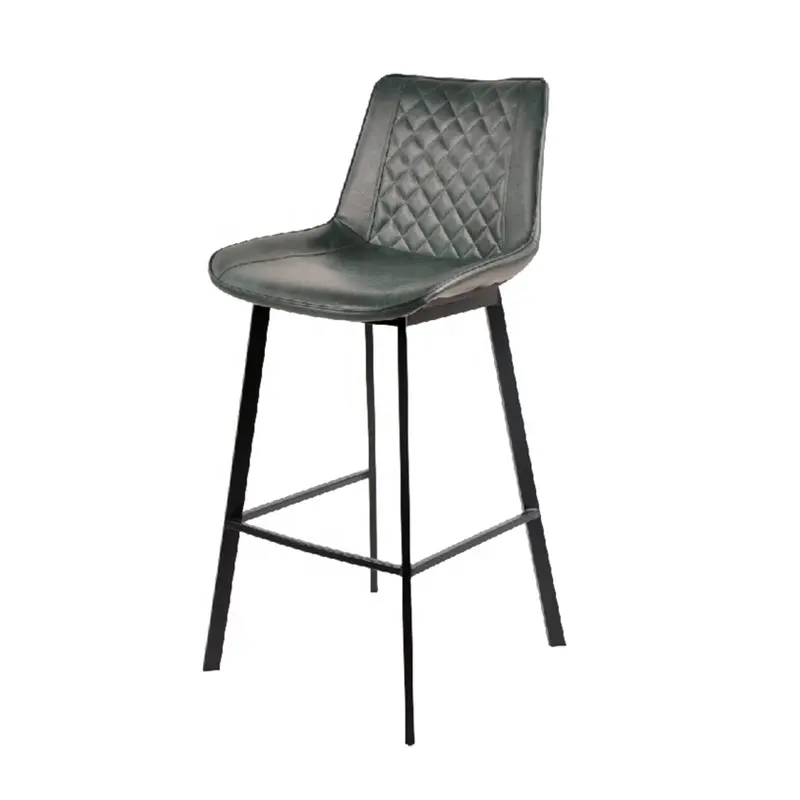 Ustom-taburete alto de cuero con patas de metal para Bar, muebles modernos vintage