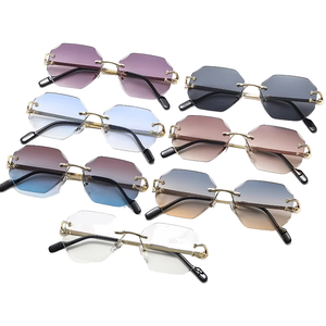 Fashion <b>Rimless</b> <b>Sunglasses</b> <b>Rectangle</b> Brand Designer Square Trendy Unisex UV400 PC Coffee - Product Image 1