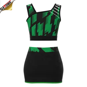 Custom Logo Free Design Green Cheer Uniform Wholesale Cheer Clothing Cheer Practice Wear For Kids