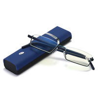 Nouvelle mode lunettes de lecture à demi-monture mince boîte de mode portable transparente Anti lumière bleue vente directe d'usine pour hommes femmes