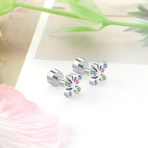 Boucles d'oreilles papillon en acier inoxydable avec diamants, fermoir à vis, pour femme - Product Image 6