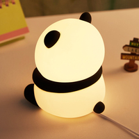 Veilleuse en silicone Panda personnalisée, rechargeable par USB, avec commande tactile, lampe de chevet LED pour enfants, crèche, support OEM ODM