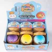 Jouet anti-stress TPR Squishy en forme de petit pain vapeur mignon, boîte mystère colorée, unisexe, 14 ans et plus