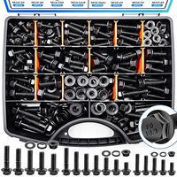 Set Baut dan Mur Flens Heksagonal dalam Kotak, 400-1004 PCS, Aneka Kepala Heksagonal