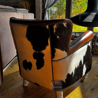 Fauteuil inclinable en cuir véritable de style rétro vintage du milieu du siècle, pour salon, chambre, appartement, salle à manger, salon, canapé d'appoint, maison