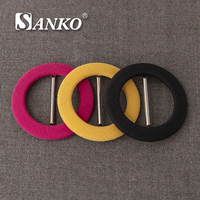 SANKO Vente en gros de boucles rondes personnalisées en alliage de zinc recouvertes de tissu, sans nickel, certifiées Oeko-TEX 100, pour la décoration de vêtements