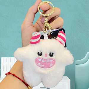 Custom Fashion New Gift 3d Cartoon Mini Plush Toys Promotional Keychains Kids Carabiners