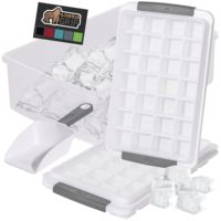 Ensemble de bac à glaçons en plastique très vendu, avec 2 bacs empilables anti-fuite et poignées souples