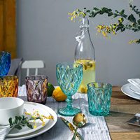 Lunettes à eau colorées en acier inoxydable, 9.5 once, verres à motif de diamant multicolores