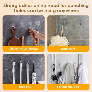 Crochet adhésif mural transparent en plastique, amovible et étanche, le plus vendu – <span class=keywords><strong>Prix</strong></span> - Product Image 3