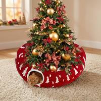 Großhandel Maßgefertigte Runde Röhren-S-förmige Filz-Spielmatte Weiche Plüsch Waschbare Tunnel-Weihnachtsbaumdecke Katzenbett für Wohnungskatzen