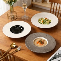 Assiette en céramique Nordic Eco-Friendly Mars Crater, service de vaisselle simple, assiette à dessert en porcelaine, assiette à soupe pour restaurant