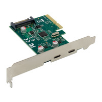 Carte d'extension interne PCIe X4 2 ports USB3.1 Type-C Gigabit Ethernet pour serveur et contrôle industriel, compatible avec tous les périphériques USB