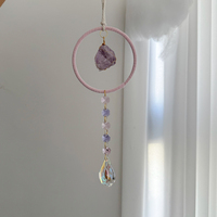 Esfera de Cristal Pulido Hecha a Mano, Ecológica y de Alta Calidad, 40cm, Decoración Colgante con Corazón Rosa, Anillos de Hierro, Impresión UV, Venta al Por Mayor