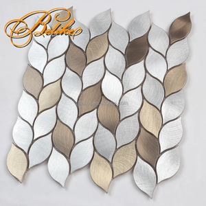 Carrelage de mosaïque en aluminium brossé motif feuille Style minimaliste botanique métal Design moderne décor à la maison Accent revêtement de façade murale - Product Image 5