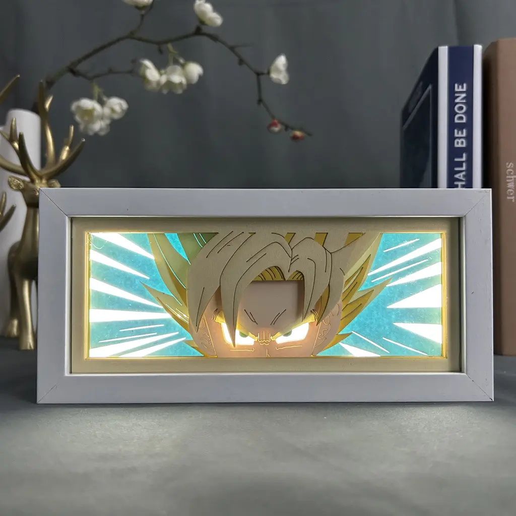 Nuovo Design luce notturna decorazione da scrivania lampade intagliate Luffy Goku Anime Action Figure demone Slayer Dragon palle lampade di carta