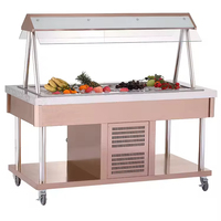 Table de présentation de buffet réfrigérée commerciale avec refroidissement par air, en acier inoxydable et contrôle numérique de la température