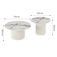 Table basse minimaliste en marbre blanc, plateau rond en pierre, durable et au design de base innovant, pièce d'appoint haut de gamme au design élégant en marbre