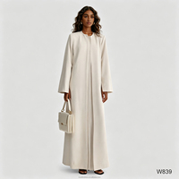 Tenue formelle modeste pour femmes musulmanes, robe maxi élégante de Dubaï, abaya islamique en deux pièces, abaya ouverte sur le devant, long blazer abaya avec robe intérieure
