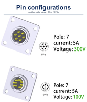 Konektor Panel Mount Flange M16 7 Kutub IP68 Terminal Solder 5A 300V 0318 07 Konektor Metrik Bundar Cordset