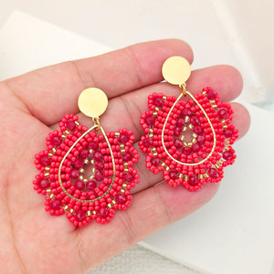 Aretes de Aro Hechos a Mano con Cuentas Bohemias de Acero Inoxidable y Oro de 18K, Joyería Geométrica de Cristal a la Moda, Regalo para Mujer - Product Image 3