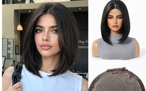 Peluca Bob de Encaje Frontal con Base de Seda 13x6 Future Fiber, Gris Plateado, Alta Calidad, 150% de Densidad, Resistente al Calor, Cabello Corto Liso y Suave - Product Image 4