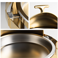 Chauffe-Plats de Luxe Baishida en Acier Inoxydable Doré Style Arabe, Alimenté au Gaz, 6L, 50-70°C, Grand Réchaud Buffet avec Couvercle Enroulable