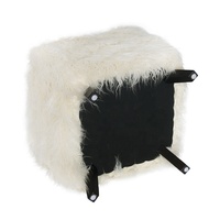 Pouf carré en tissu blanc, tabouret de maquillage, ottoman pour la maison