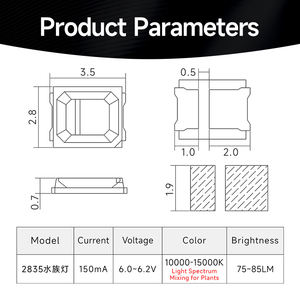Chip <span class=keywords><strong>LED</strong></span> <span class=keywords><strong>SMD</strong></span> 2835 6V 1W 10000-15000K 75-85LM 150mA en Oferta - Product Image 5