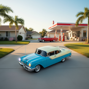 Enceinte sans fil au design vintage Chevrolet 1958, Bluetooth 5.0, audio portable pour téléphone portable avec lumières LED colorées - Product Image 2