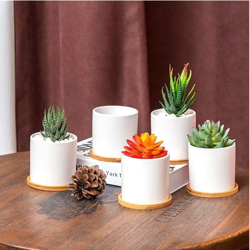 Pot bunga kreatif keramik putih, Pot penyimpanan tanaman hidroponik