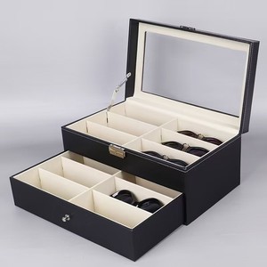 Lusso da viaggio grande capacità in pelle scatola portaoggetti quadrato per gli occhiali da <span class=keywords><strong>uomo</strong></span> da donna comodo accessorio da toletta - Product Image 5