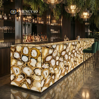Comptoir en pierre d'agate jaune naturelle de qualité supérieure avec systèmes d'éclairage LED intégrés pour hôtel, centre commercial, restaurant