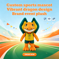 Peluche de mascotte sportive personnalisée en coton PP brodé, dragon orange en peluche, vêtements de sport, peluche douce, OEM ODM, faible MOQ