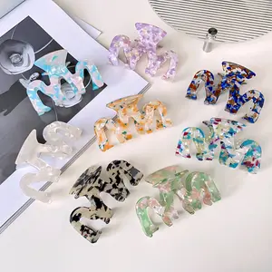 YHJ Wave Design Fashion Acetate Clip Square Hair Claw Clips Retro Hollow out Girls Acetate Hair Claw Clip para mujeres