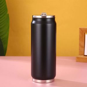 Stainless Steel Tumbler Vacuum Insulated Can Shape Travel Mug With Lid Black Blue Red Colors Minimalist Design - Product Image 4