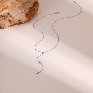 NIMI Lariat 18k金メッキジルコンスーツチェーンY形ステンレススチールロングネックレス女性用女の子ギフト - Product Image 3