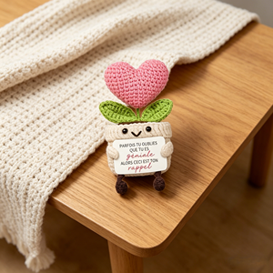 Muñeca <span class=keywords><strong>de</strong></span> Ganchillo Hecha a Mano 100%, Flor <span class=keywords><strong>de</strong></span> Hilo en Maceta con Corazón Rosa, Decoración Eterna, Regalo para San Valentín, Oficina o Escritorio - Product Image 1