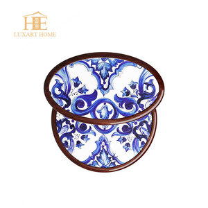 Mesa de Centro Moderna Convertible de Acero Inoxidable de Lujo con Patrones Pintados a Mano, Tamaño y Color Personalizables, Muebles para Sala de Estar - Product Image 4