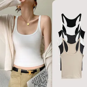 Tùy Chỉnh Sexy Phụ Nữ Camisole Vest 95% Cotton 5% Spandex Phụ Nữ Racer Trở Lại Tank Tops